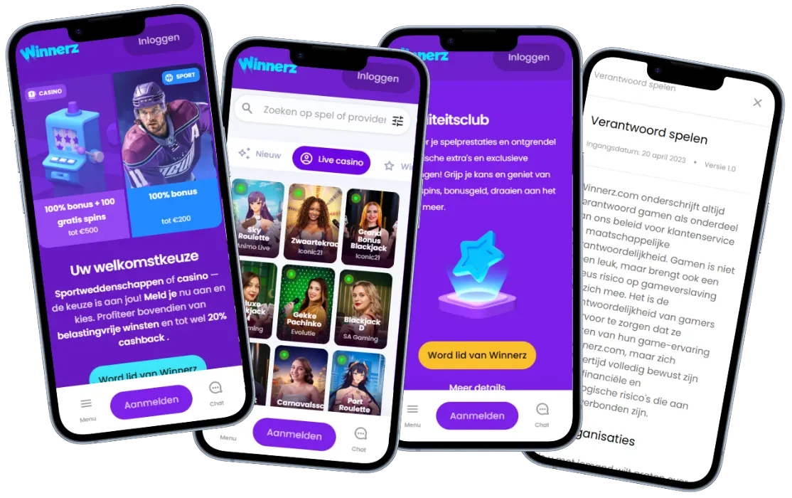 Winnerz Casino mobiele app Winnerz Casino mobiele app met bonusaanbod, live casino en verantwoord spelen